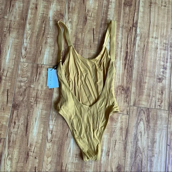 Vitamin A Swim Leah Bodysuit Swimsuit in Iced Mango EcoRib - Picture 4 of 7
